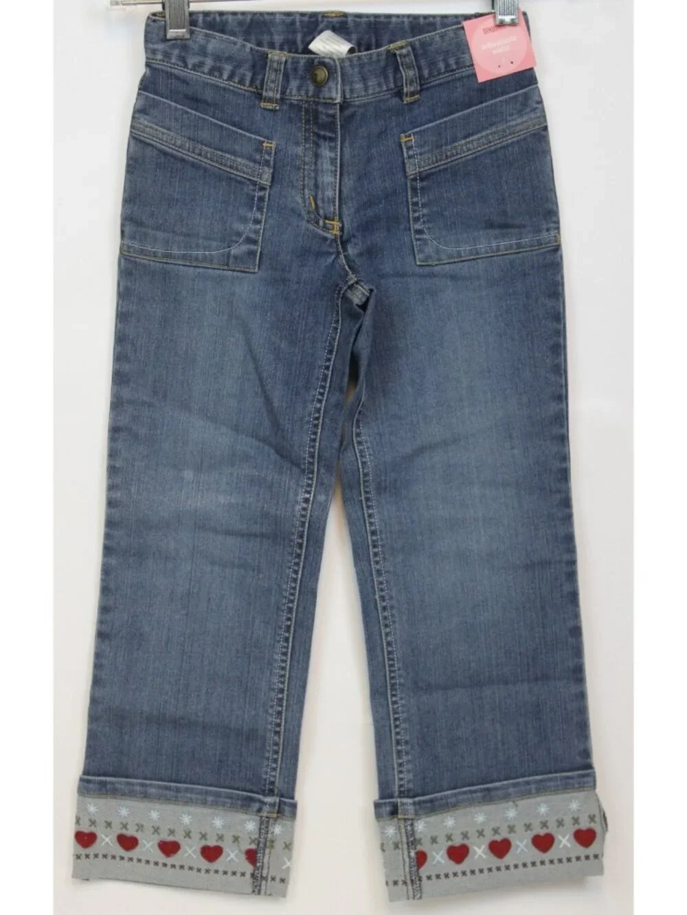 2007 Gymboree Mountain Cabin Denim Jeans sz 6 Hearts Winter Woods Xmas Casual